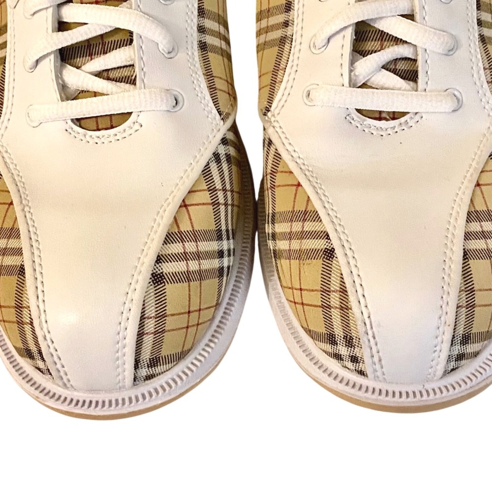 Dexter Famous Plaid Bowling Shoes Womens 10 Mens 8 Slide Rite Tan White w/ Box - Picture 12 of 16